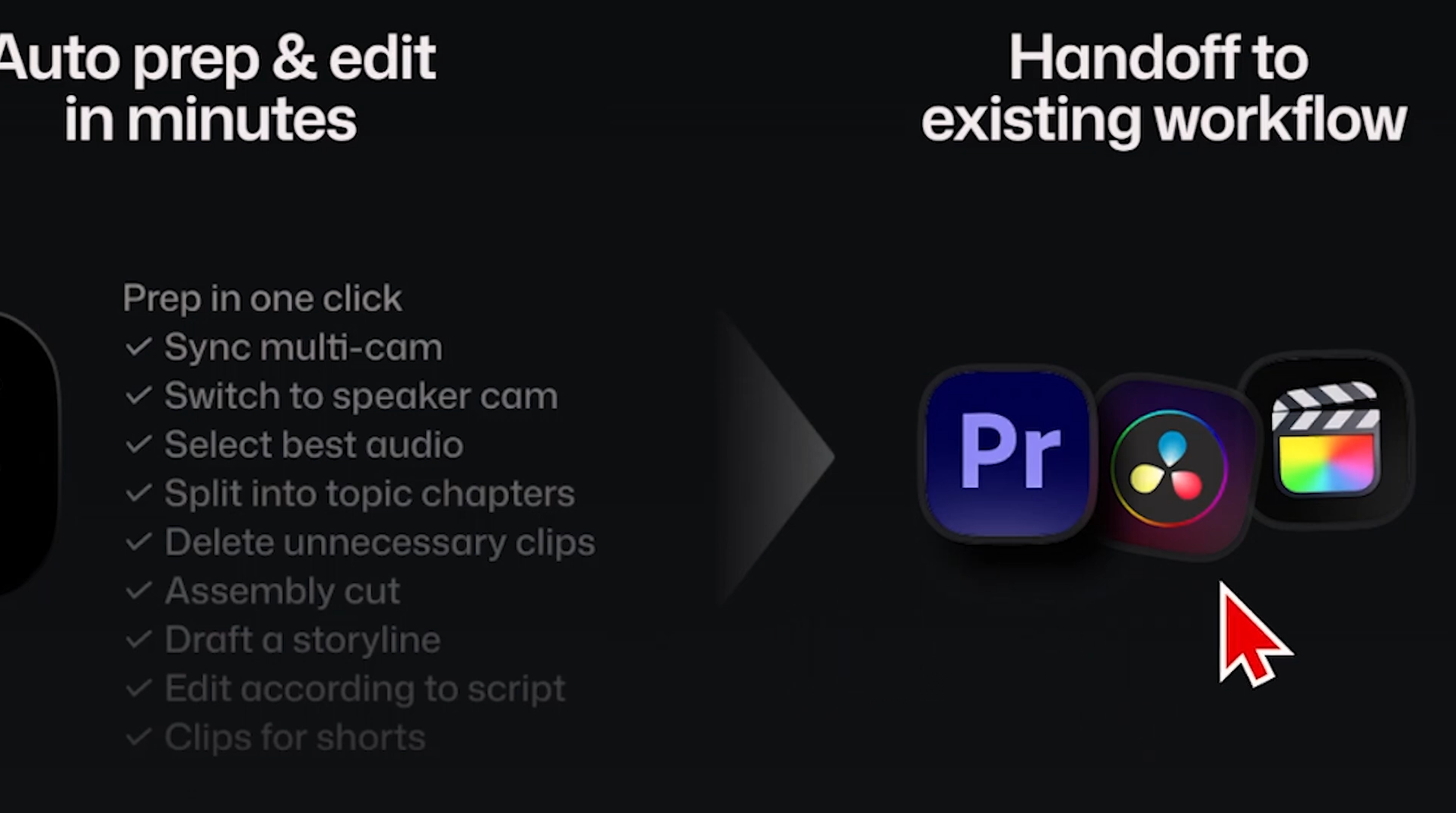 Selects project view showing organized bins and synced footage