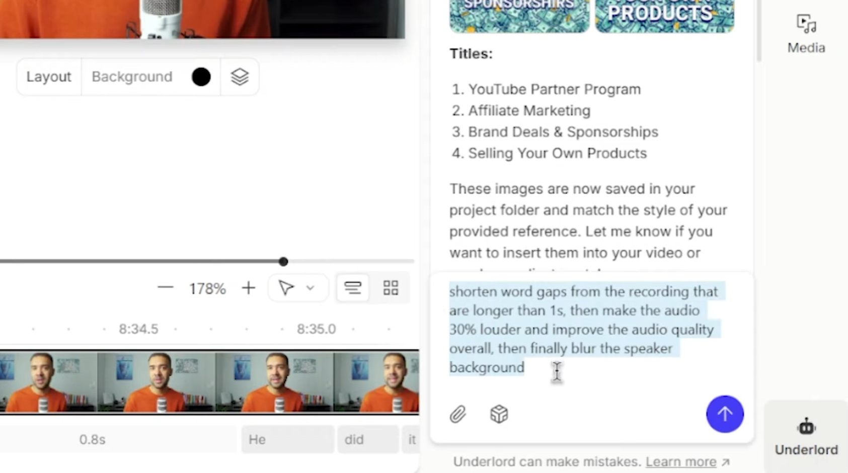 Chat-style editing in Descript