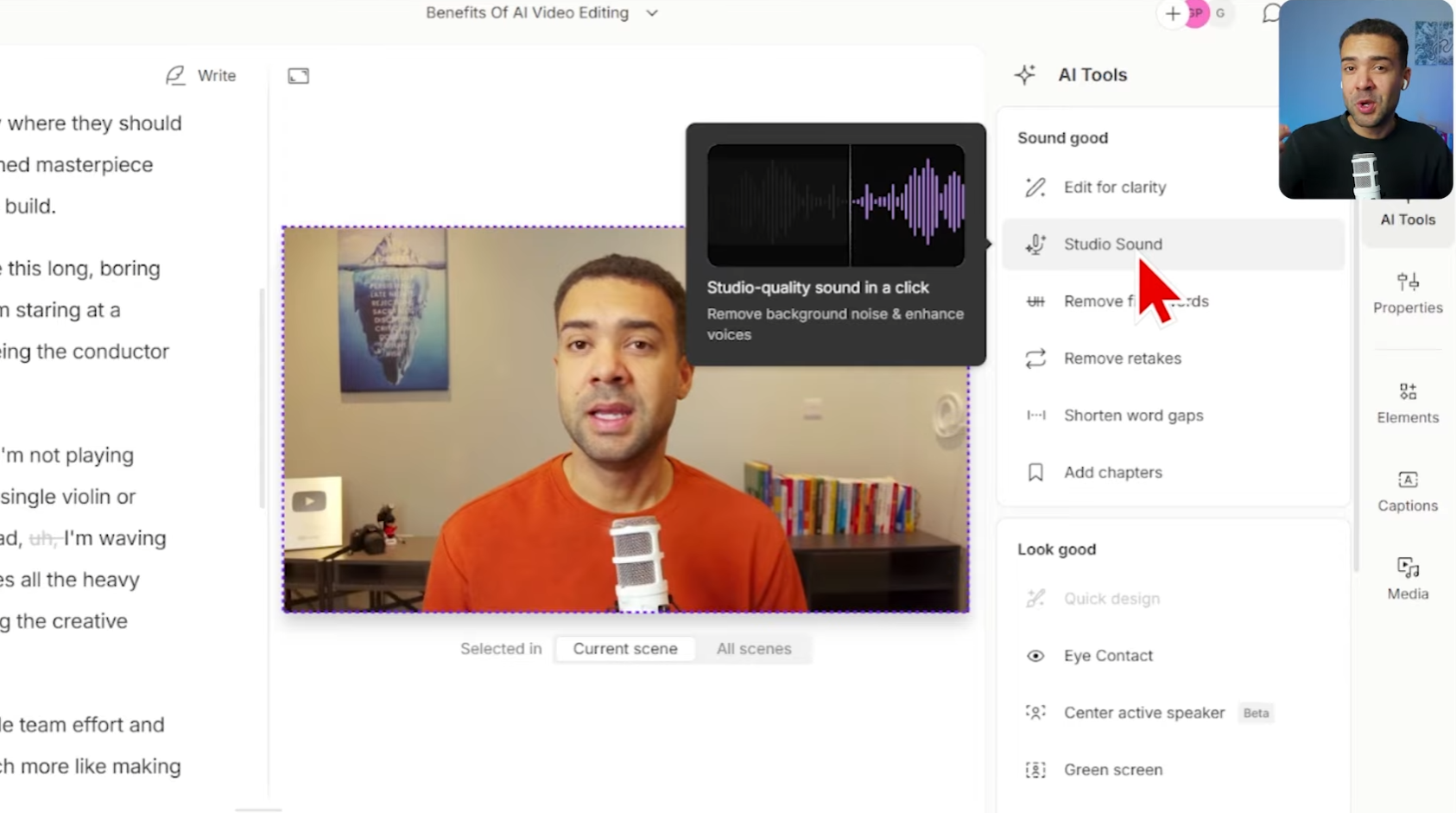 Studio Sound toggle/effect