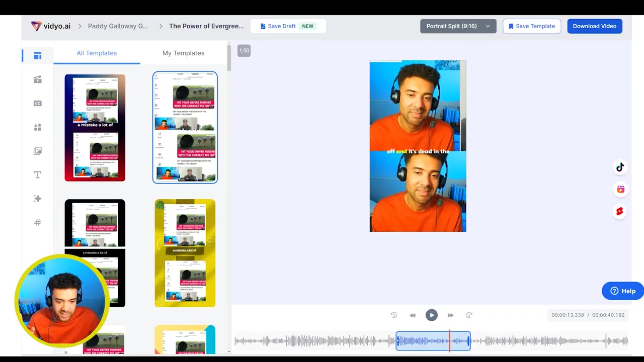 Vidyo.ai timeline slider trimming bar