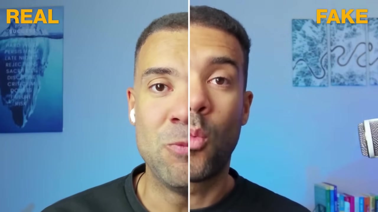 Side-by-side real vs generated avatar example