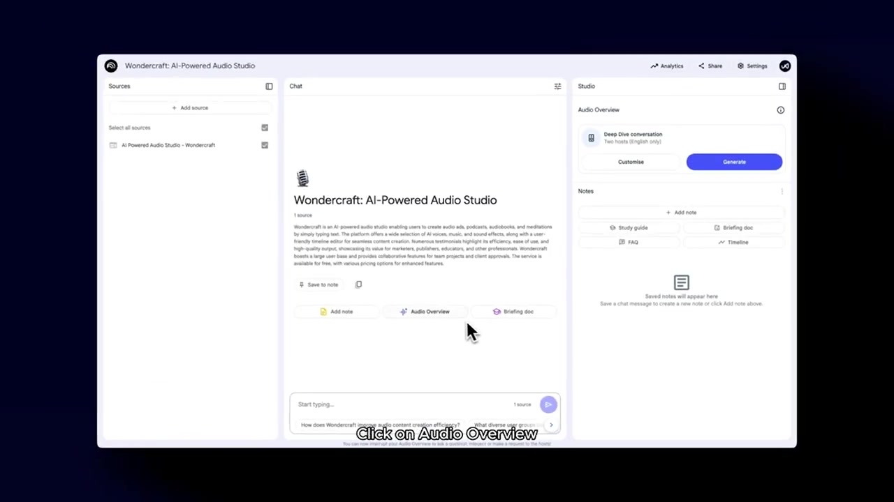 NotebookLM Audio Overview Button