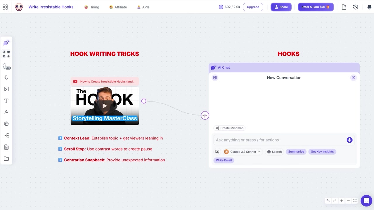 Connecting content cards to the AI chat interface inside Poppy AI