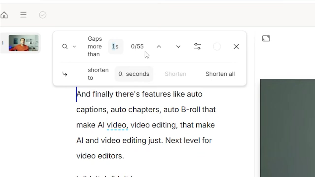 Shorten Word Gaps menu setting