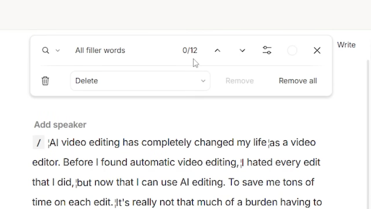 Remove Filler Words UI