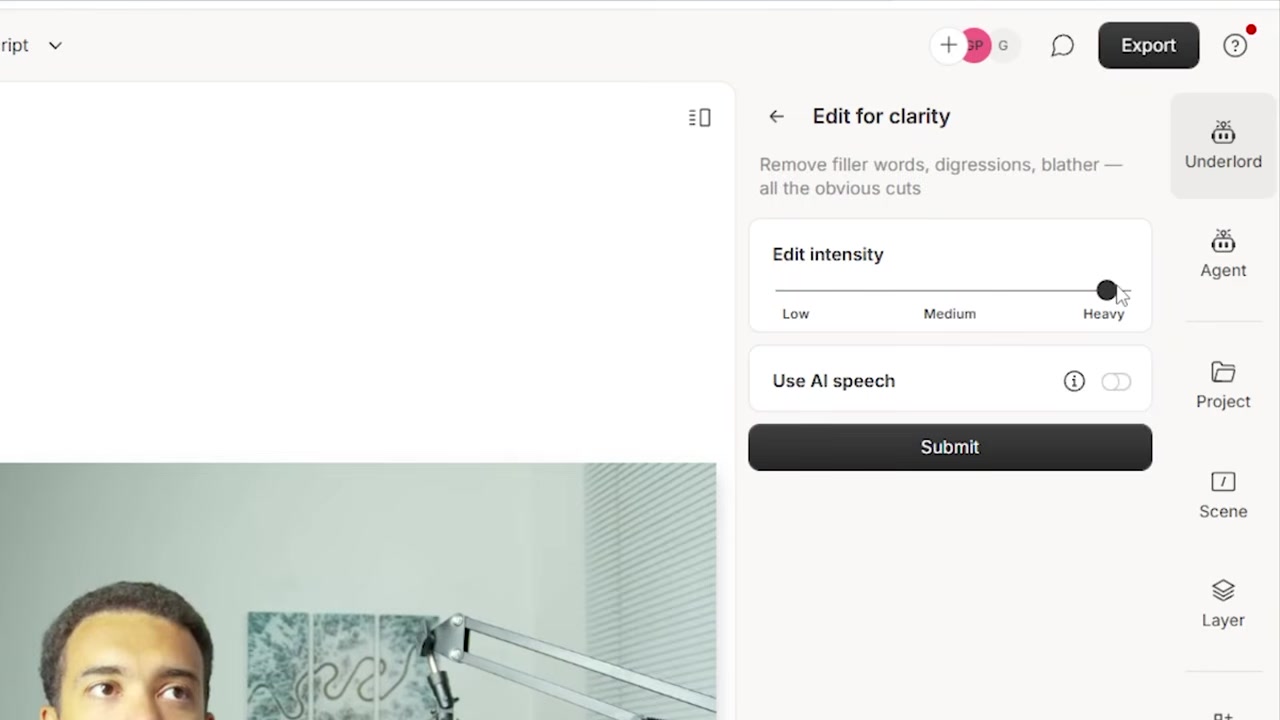 Edit for Clarity intensity selector