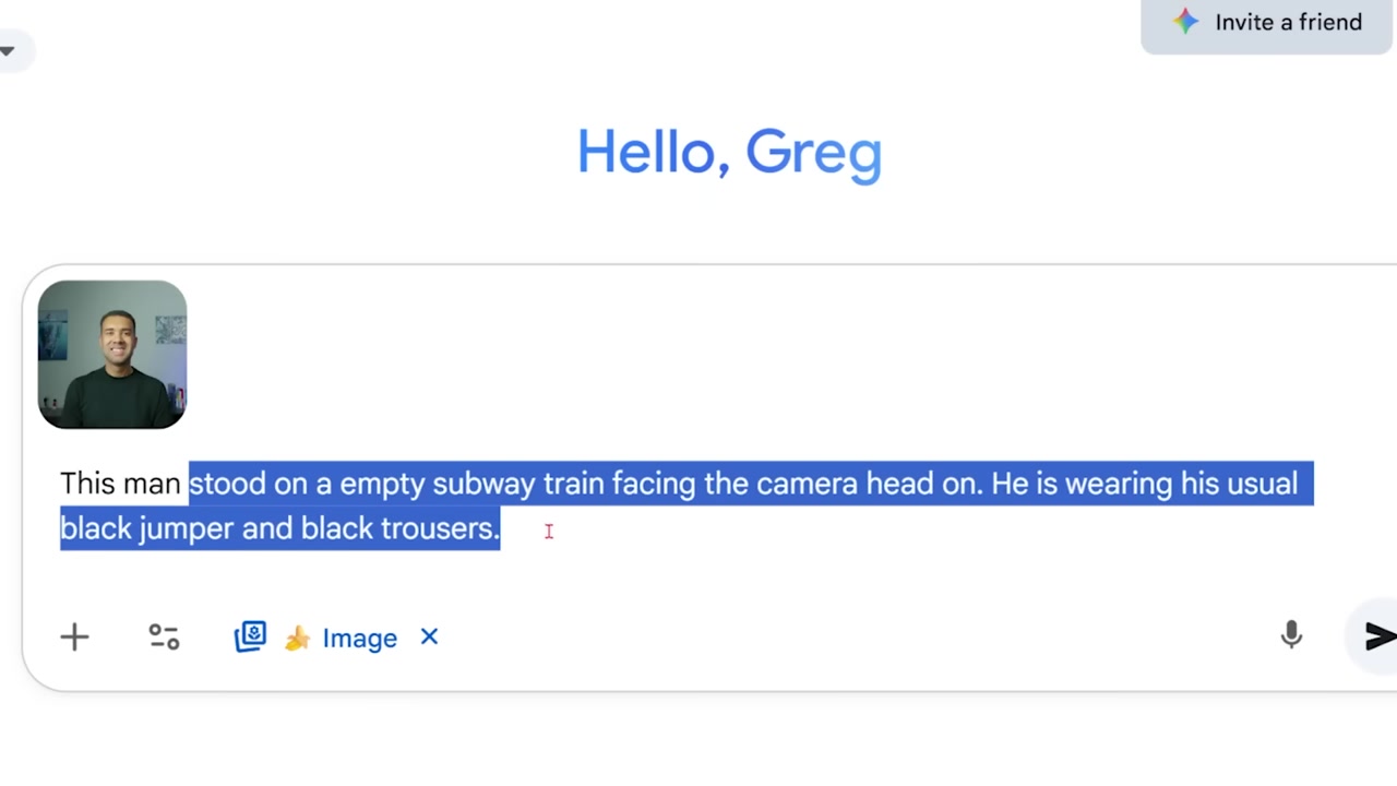 Nano Banana interface with uploaded image and prompt input in Google Gemini