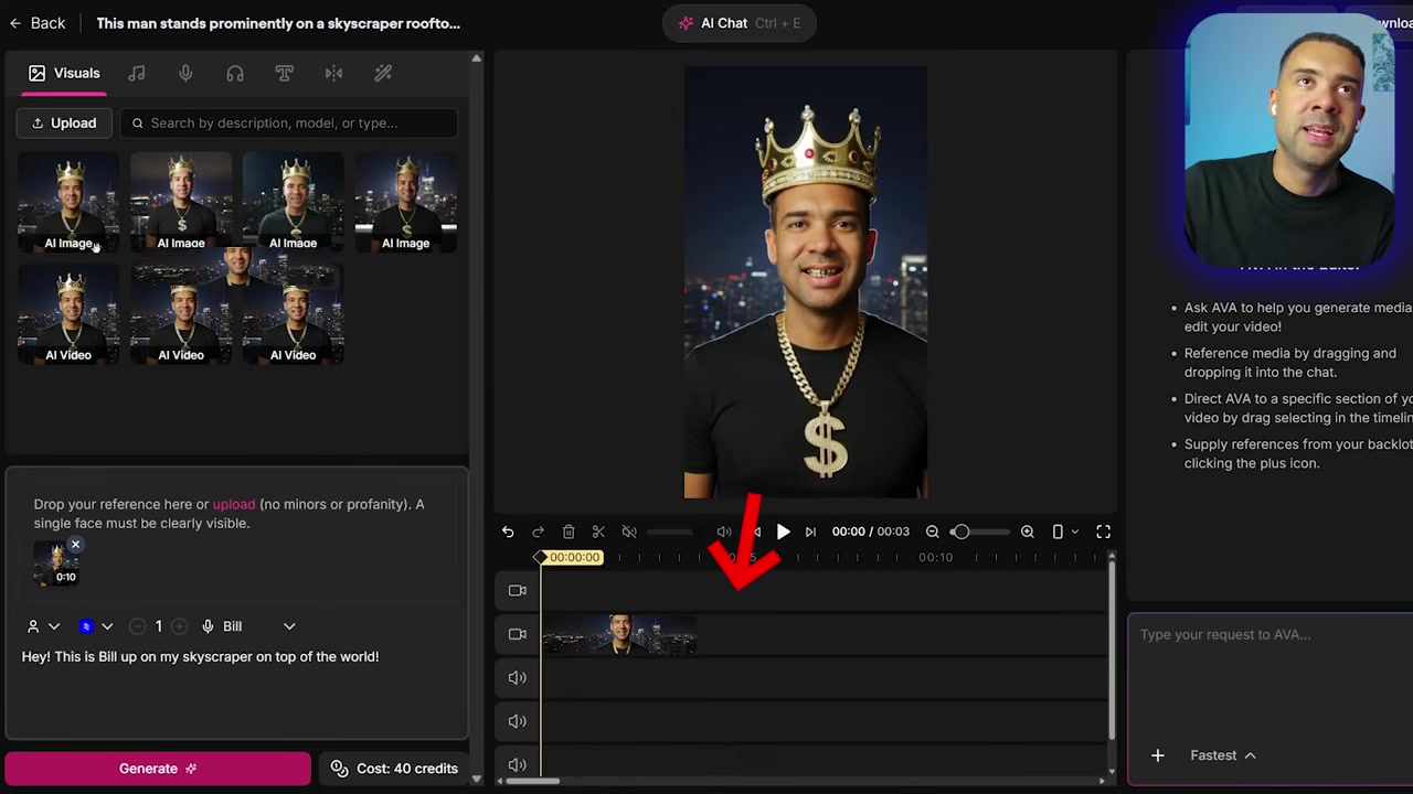 Dragging Video Clips to the AIVideo Editor Timeline