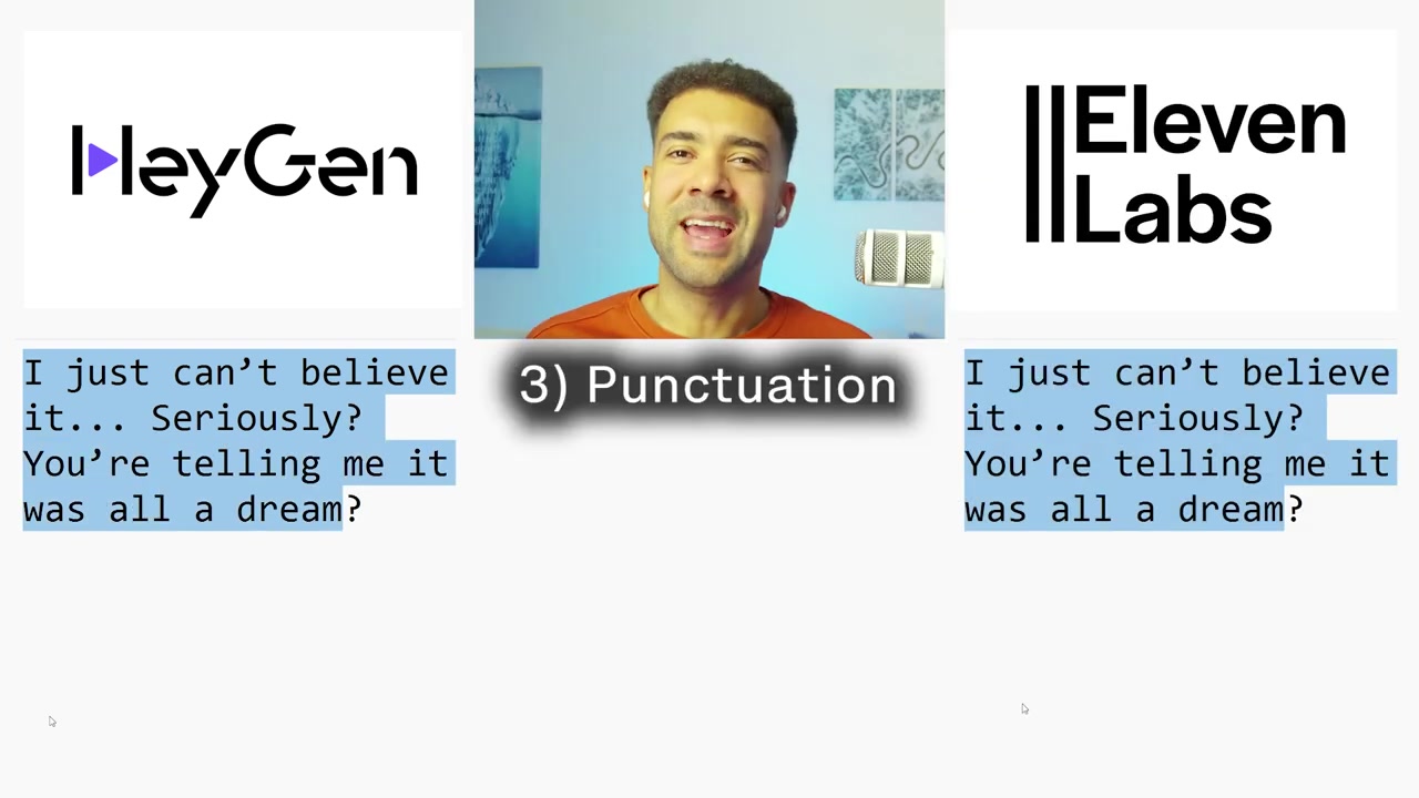 Pacing and punctuation controls in ElevenLabs and HeyGen