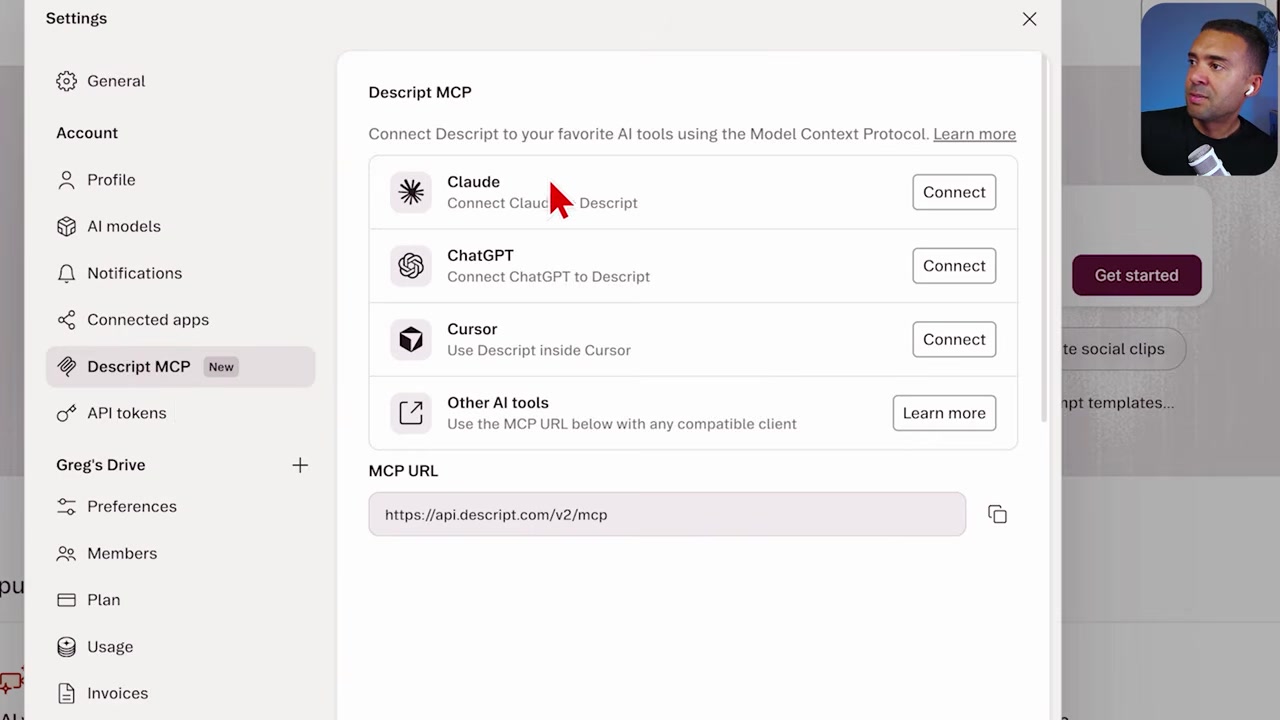 Connecting Descript to Claude via MCP
