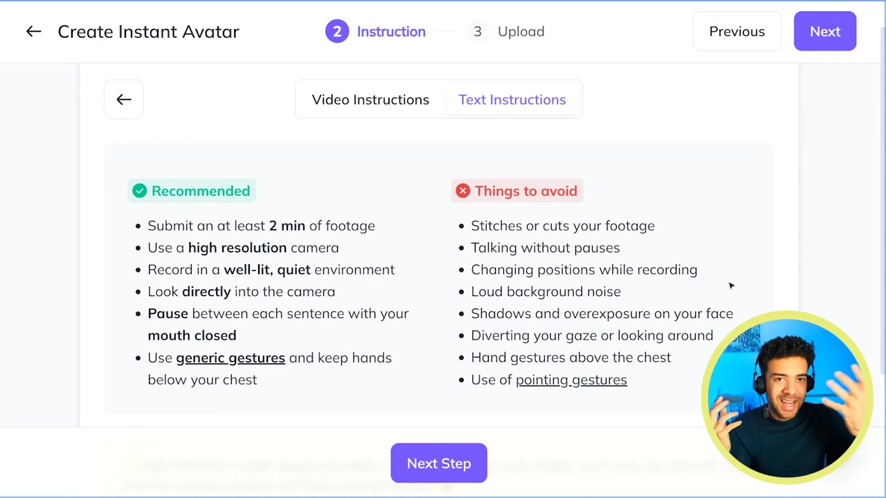 HeyGen Instant Avatar footage guidelines and mistakes checklist