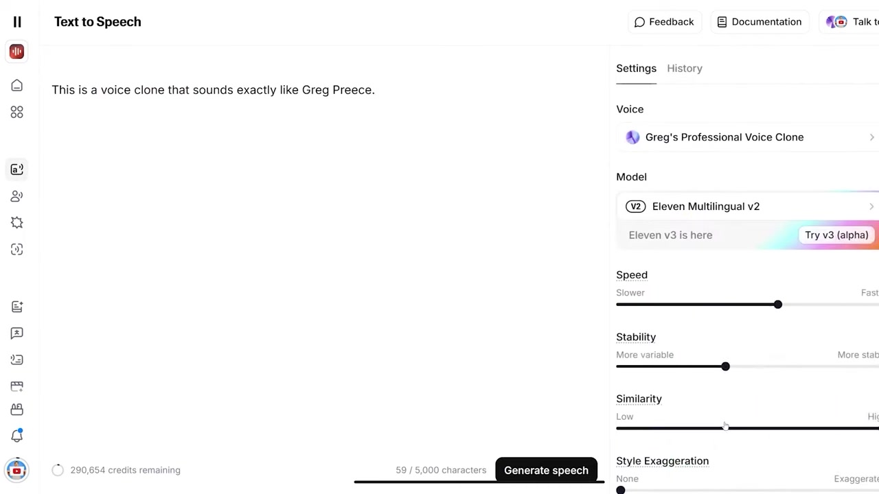 ElevenLabs Voice Cloning Selection Panel