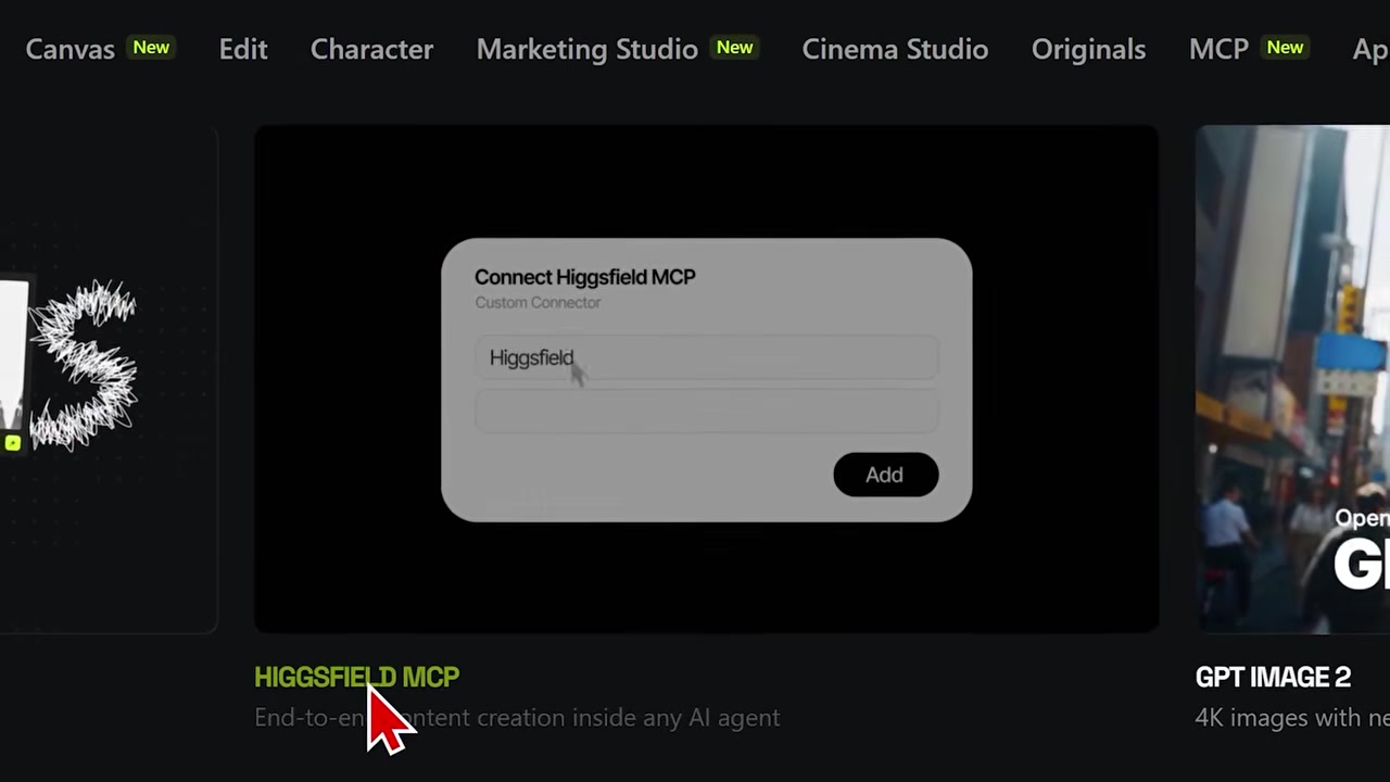 Higgsfield MCP setup documentation